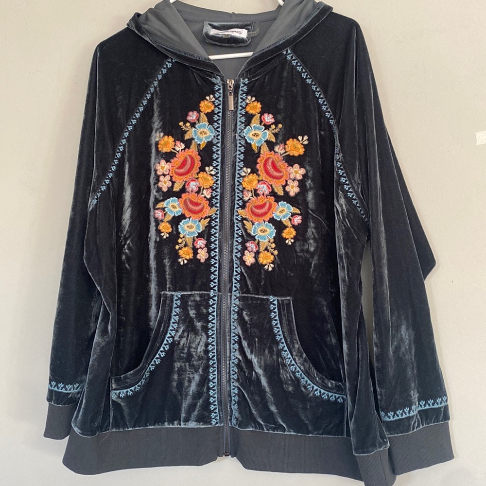 Floriana velour hoodie 1X